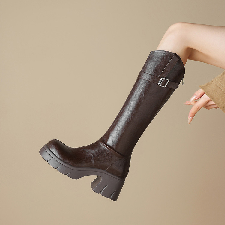 奥卡索女鞋长筒靴子女马丁靴子女