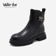 Walker Shop切尔西短靴女2025新款 秋冬高级感皮带扣粗跟厚底女靴