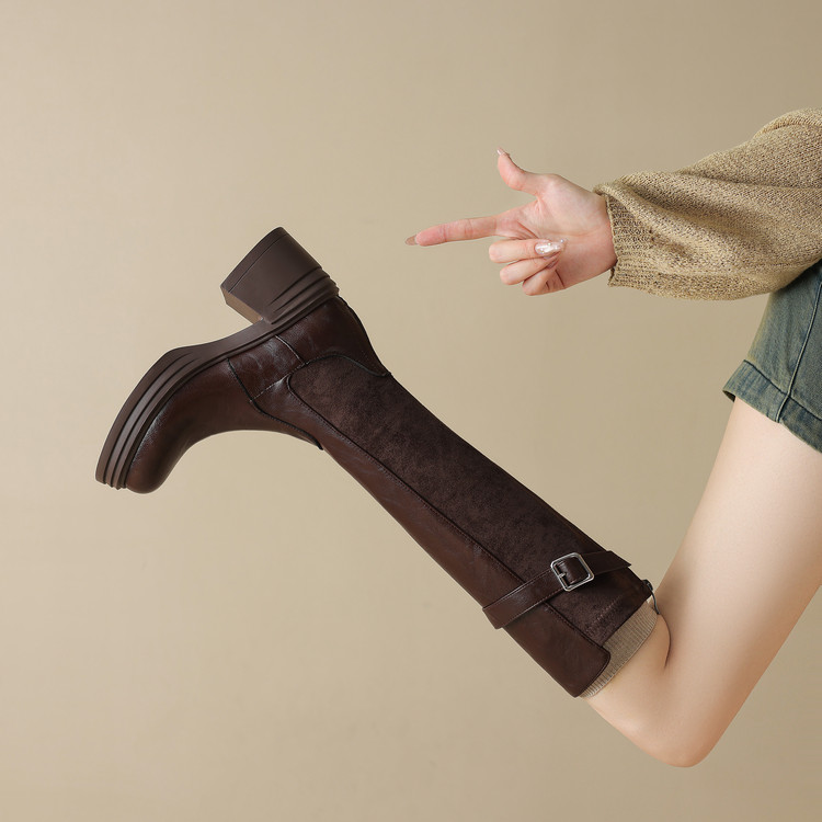 2025新款爆款长筒靴皮带扣马丁靴