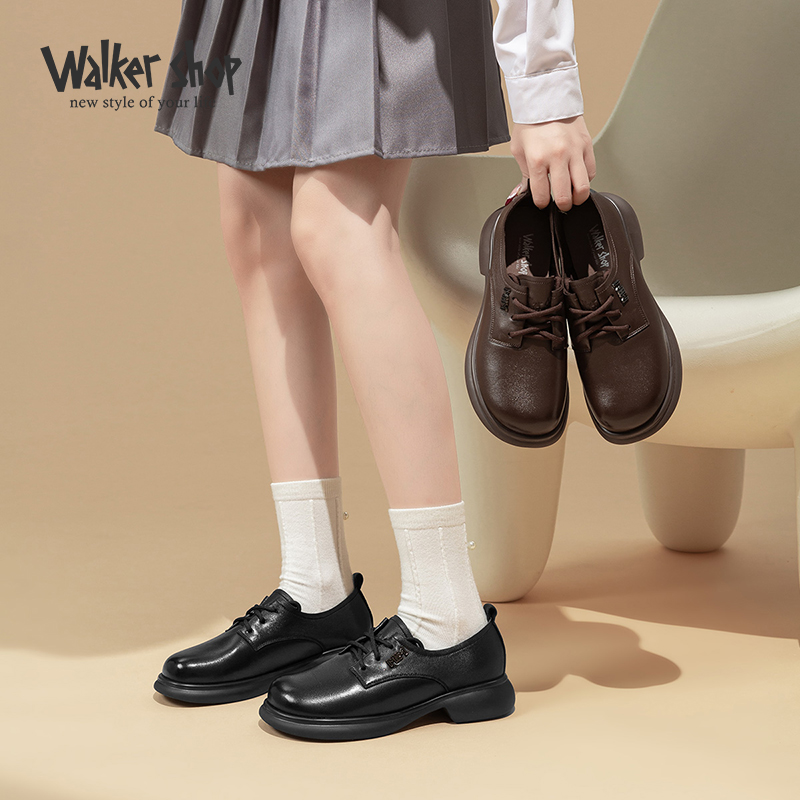Walker Shop2025秋冬季新款复古百搭透气拼接一脚蹬厚底板鞋女鞋
