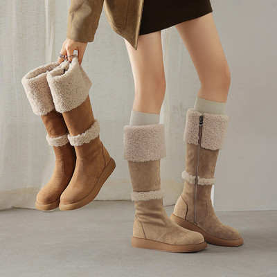 长筒雪地靴子女2025新款今年流行爆款平底保暖冬季短靴马丁靴子女