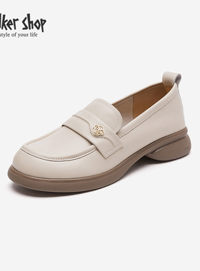 Walker Shop乐福鞋女2025春季新款复古英伦一脚蹬懒人鞋休闲单鞋