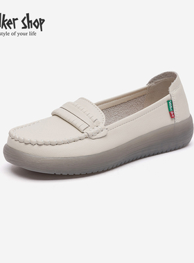 Walker Shop豆豆鞋女2025春季新款一脚蹬复古运动软底休闲乐福鞋