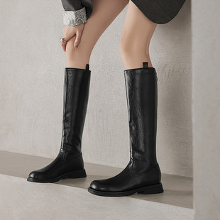 长筒靴子女2025冬季 鞋 新款 粗跟高跟马丁靴时装 子女 爆款 奥卡索女鞋