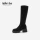 Walker Shop长筒靴女2025冬新英伦风厚底弹力瘦瘦靴一脚蹬女长靴