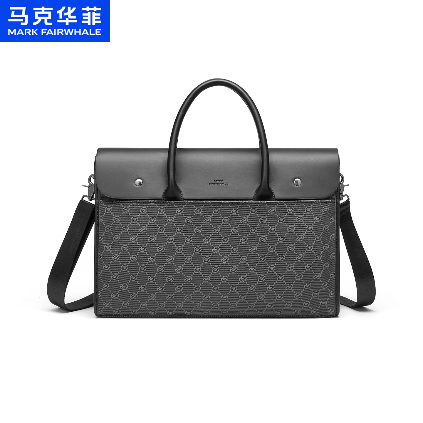 马克华菲潮牌格子商务手提包男士复古公文包出差电脑包单肩斜跨包