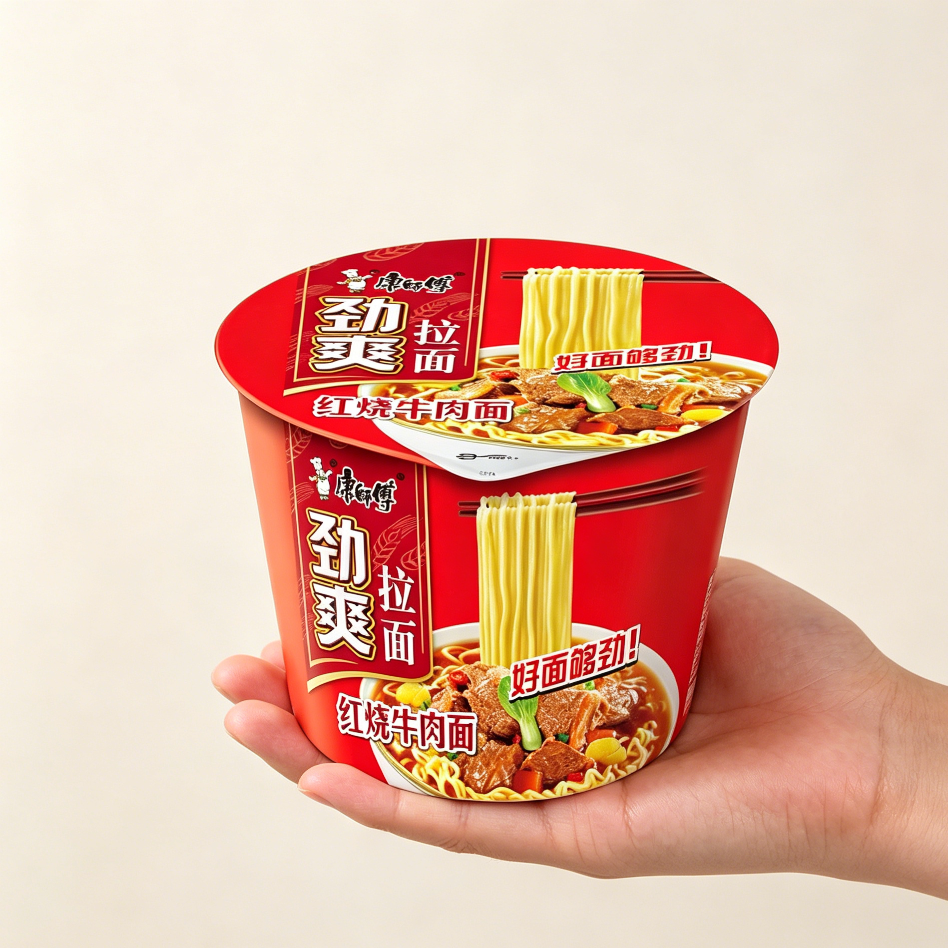 康师傅劲爽拉面方便面桶装香辣酸菜香辣红烧牛肉面整箱宿舍