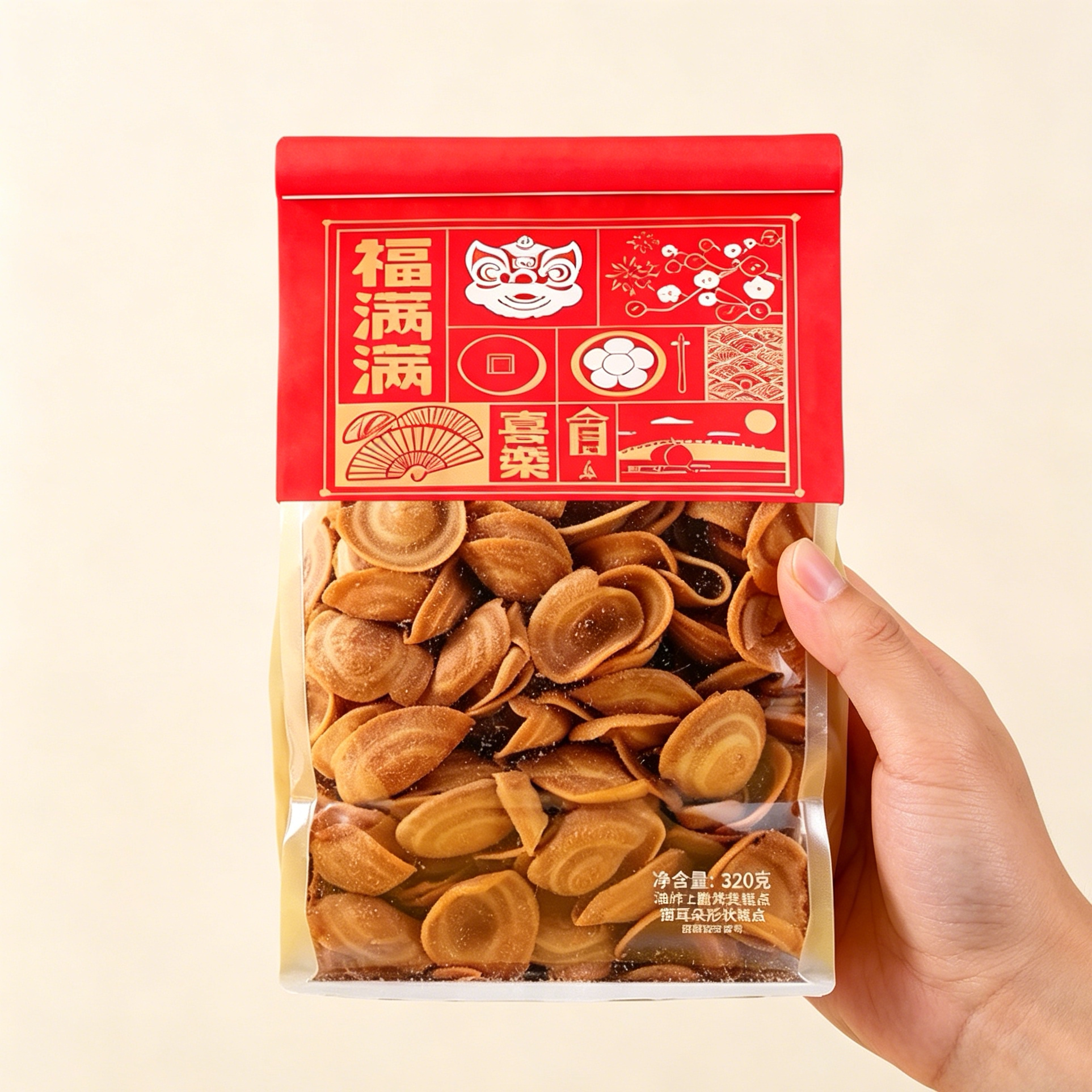 福满满猫耳朵牛排香辣味袋装网红休闲解馋膨化小吃零食品