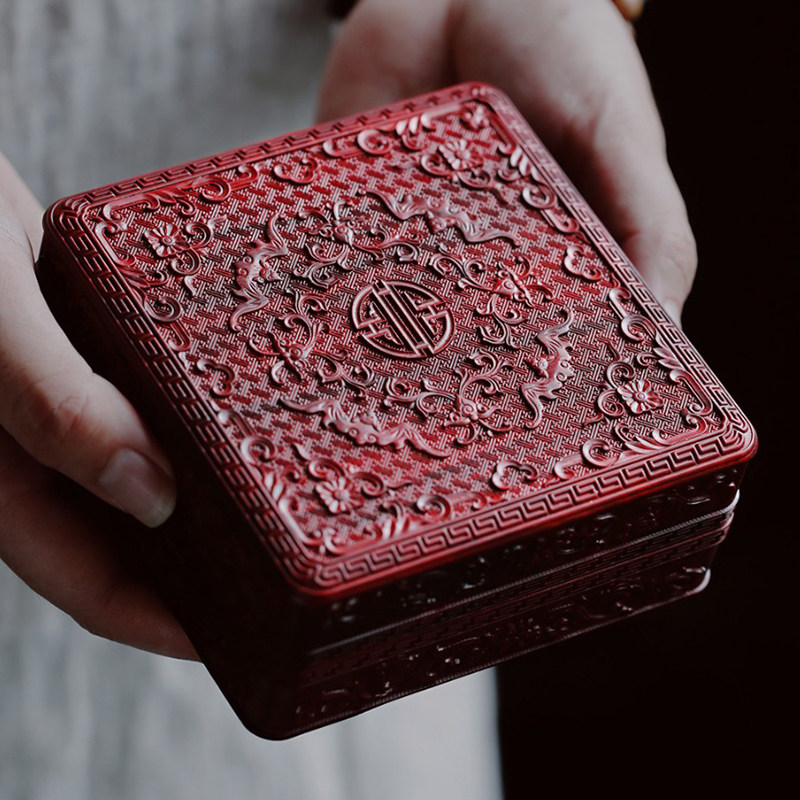 印度小叶紫檀万寿无疆四方首饰盒红木收纳盒珠宝收藏胭脂盒子文盒