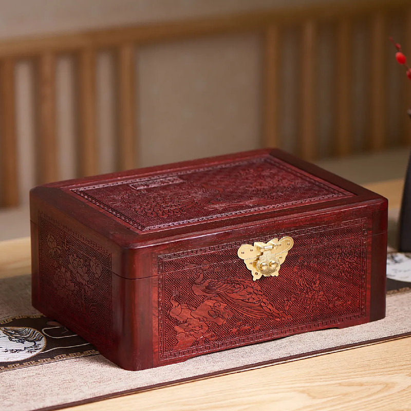 小叶紫檀国色天香首饰盒实木中式珠宝收纳盒轻奢精致高档双层红木,家居饰品,饰品盒,淘宝优惠券,粉丝福利购,淘宝优惠卷