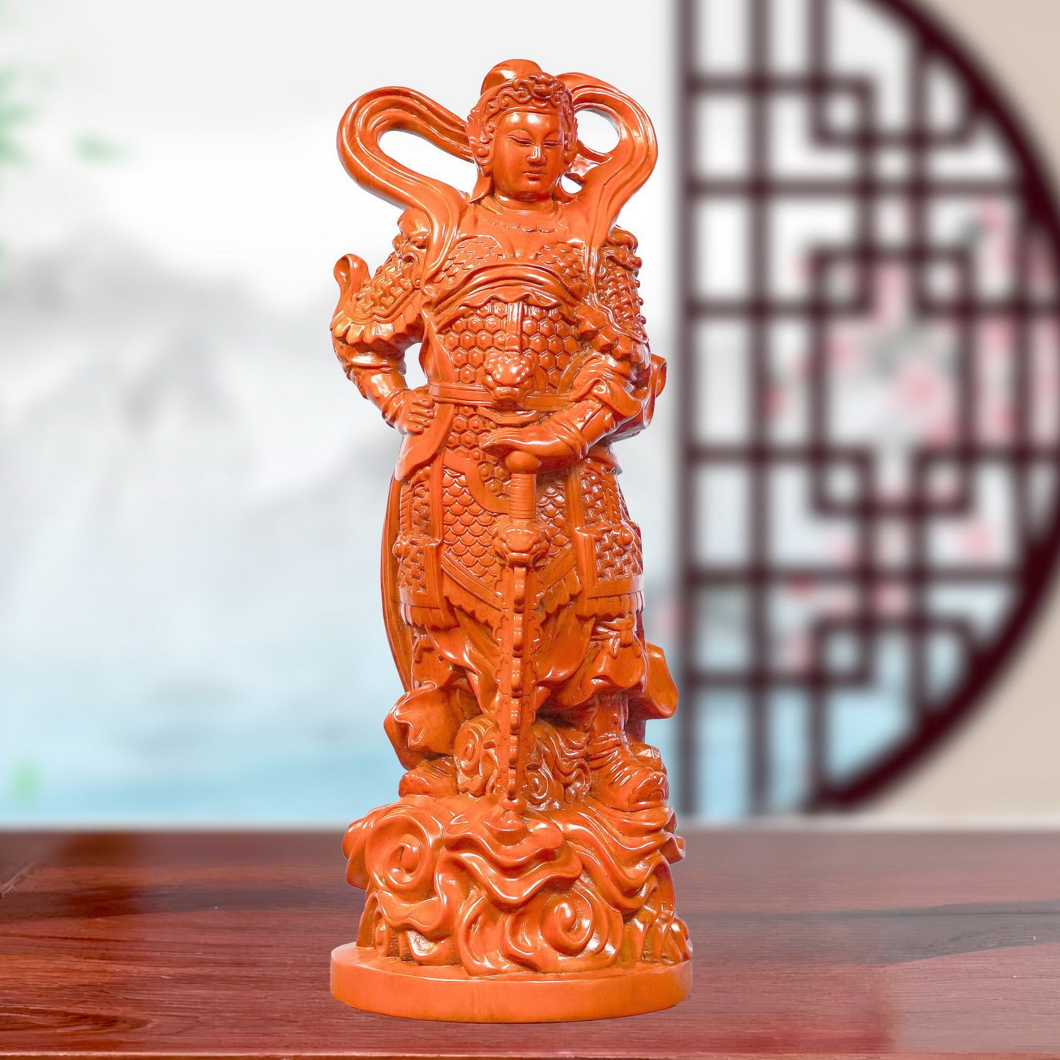 花梨木雕韦驮菩萨佛像摆件护法天神家居客厅摆设公司开业韦陀天