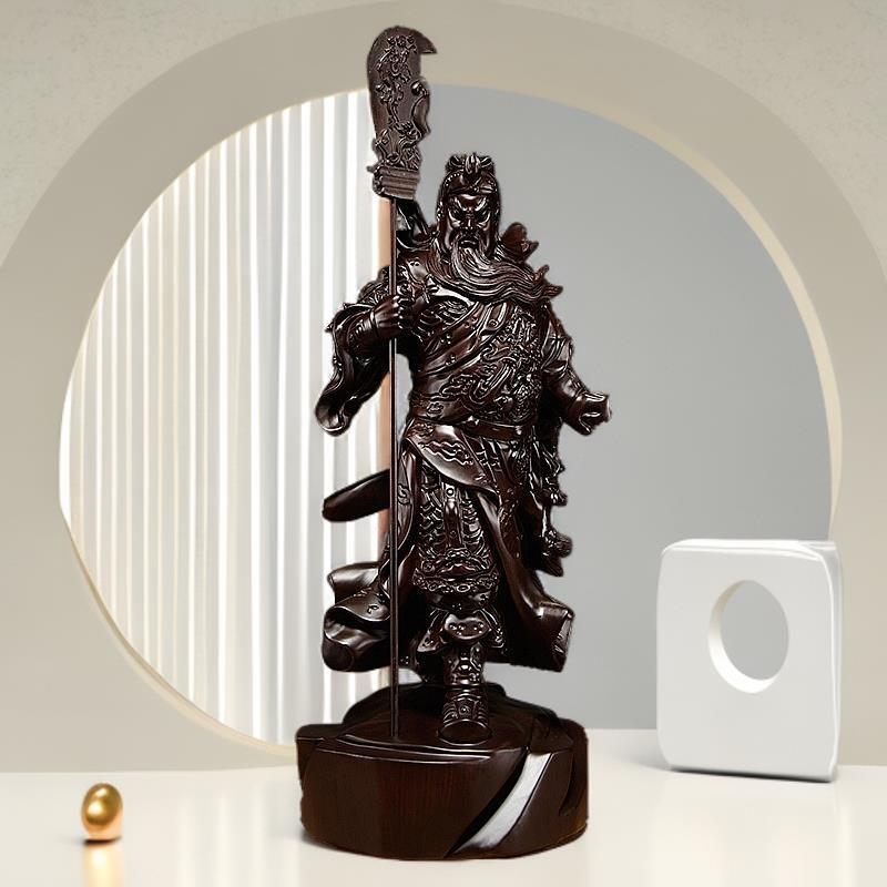 定制黑檀木雕关公像摆件实木质武财神关二爷家居客厅摆设开业礼品