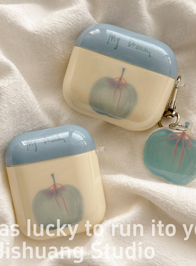 小众蝴蝶结蓝色苹果适用苹果耳机保护套airpods4无线蓝牙耳机壳三四airpodpro3pro2ipod耳机盒airpods3保护壳