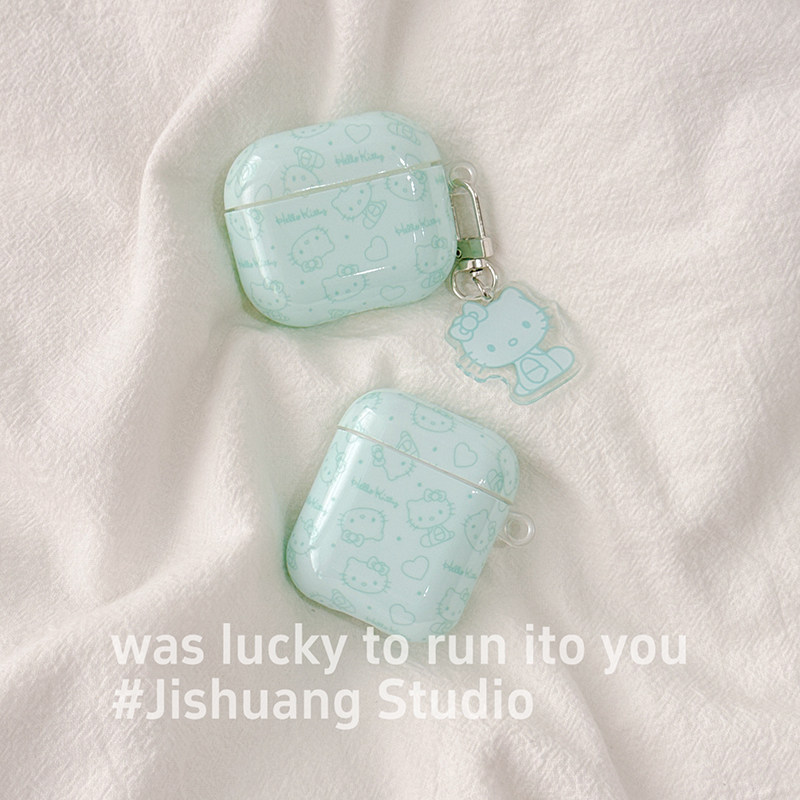 韩系薄荷绿kitty适用苹果耳机保护套airpodspro2无线蓝牙耳机壳三四代airpods4二代ipod耳机套airpods3保护壳,3C数码配件,耳机保护套,淘宝优惠券,粉丝福利购,淘宝优惠卷