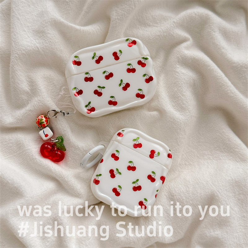 ins韩系红色樱桃带挂饰适用airpods4保护套airpodspro3代苹果耳机套二代无线蓝牙保护壳airpod3女款全包软壳