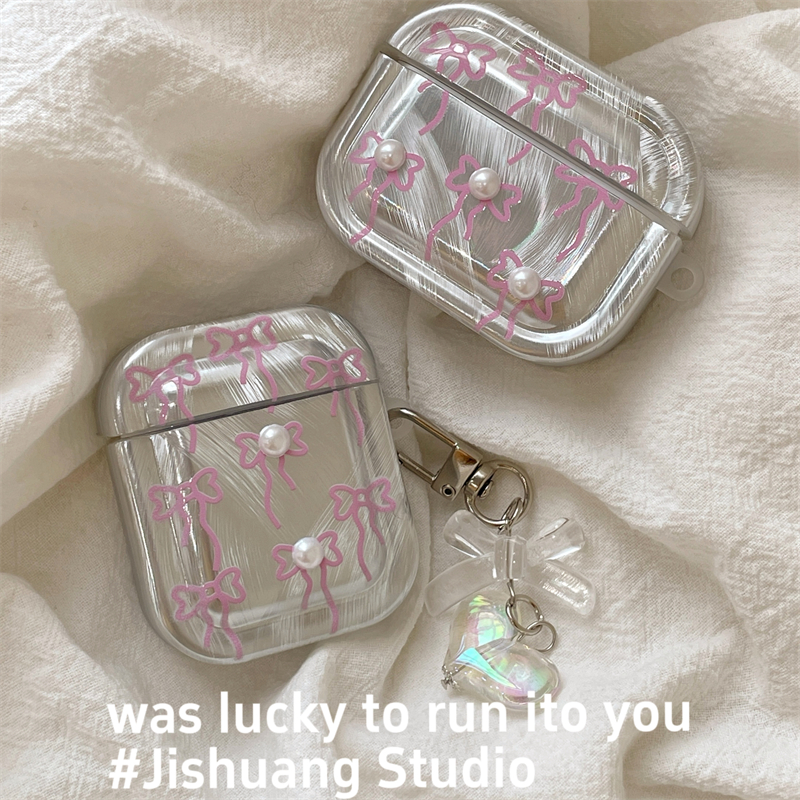 韩系粉色珍珠蝴蝶结适用苹果耳机保护套airpodspro2无线蓝牙耳机壳