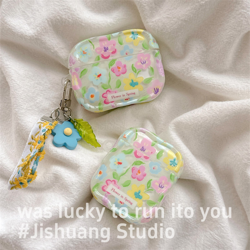 春天油画涂鸦花朵带挂饰适用airpods4保护套airpodspro3代苹果耳机套二代无线蓝牙保护壳airpod3女款全包软壳,3C数码配件,耳机保护套,淘宝优惠券,粉丝福利购,淘宝优惠卷