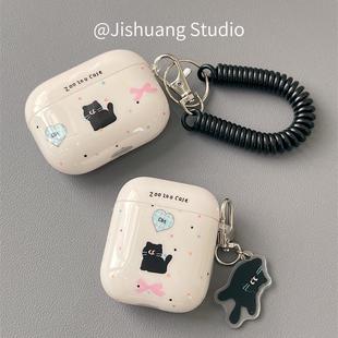 韩系可爱蝴蝶结猫咪适用苹果耳机保护套airpodspro2无线蓝牙耳机壳三代airpod二代ipod耳机套airpods3保护壳