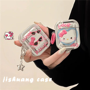 卡通HelloKitty电镀适用airpodspro2代保护套苹果耳机保护壳airpods3无线蓝牙ipod耳机套airpod二三代耳机壳