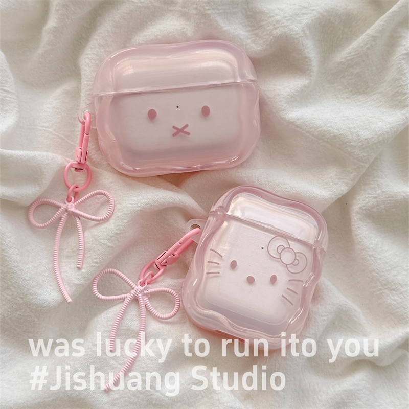 ins少女粉色kitty表情挂饰适用airpods4保护套airpodspro3苹果耳机套二代无线蓝牙保护壳airpod3女款全包软壳