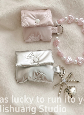 秋冬棉袄蝴蝶印花适用苹果耳机保护套airpodspro2无线蓝牙耳机壳三代airpods4二代ipod耳机盒airpods3耳机包