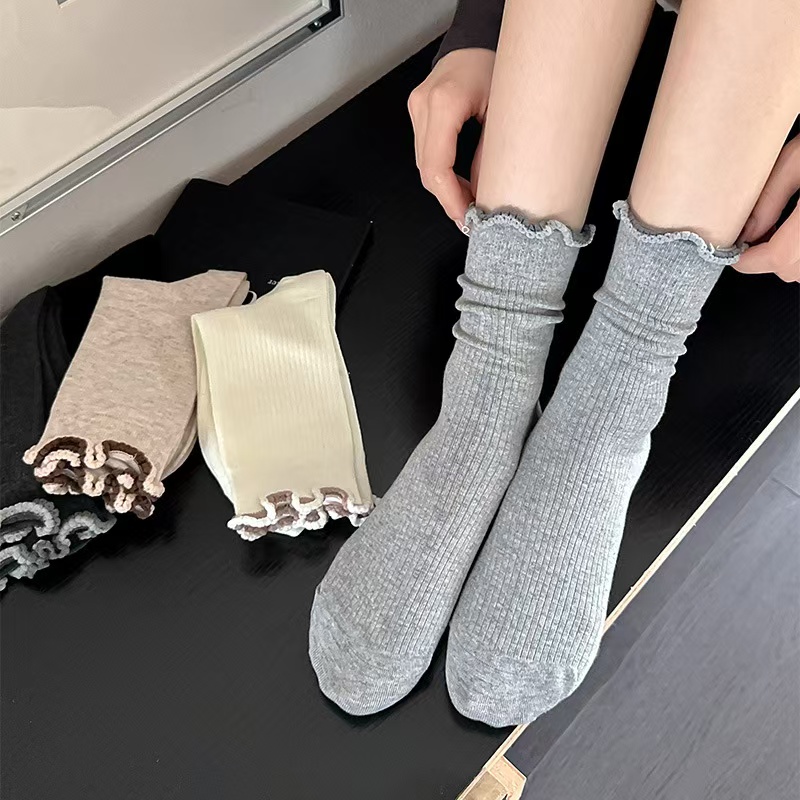 木耳花边袜子女春秋日系芭蕾风潮