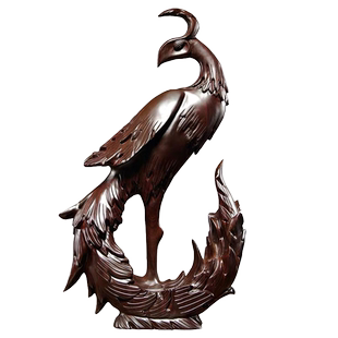 黑檀木雕凤凰摆件实木质家居客厅装饰红木工艺品新婚乔迁新居送礼