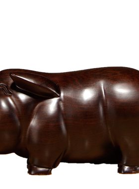 黑檀木生肖猪雕刻家居客厅工艺品