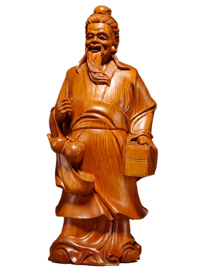 木雕神医华佗诊所居家供奉工艺品