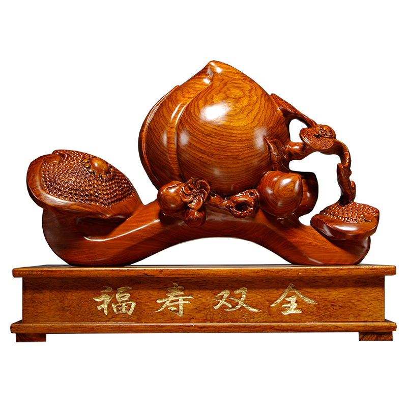 如意木雕福寿双全家居客厅工艺品