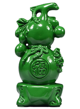 客厅玄关绿色木质雕刻葫芦摆件