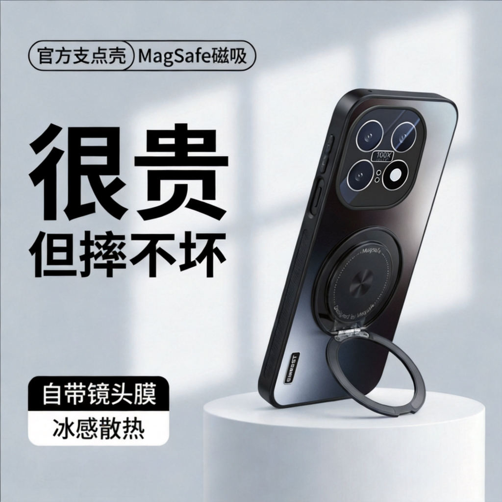 冰感支点壳适用iqoo15手机壳新款vivo爱酷13散热支架iqoo12磁吸12pro全包镜头膜11s磨砂11pro男女款保护套
