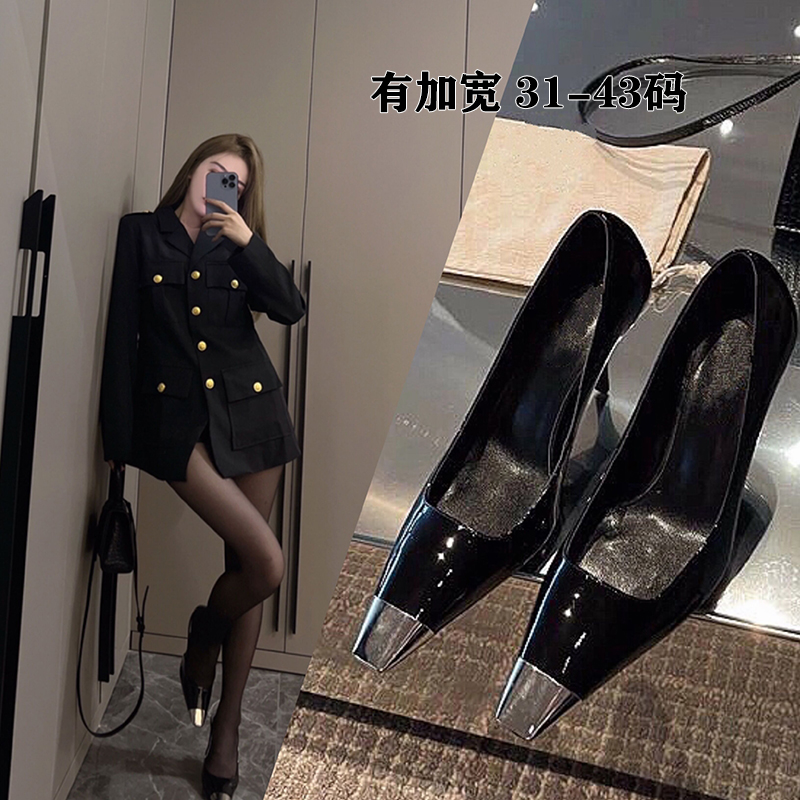 朴彩英rose同款加宽胖大码女鞋41-43细跟高跟鞋女小码单鞋313233