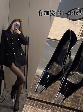 朴彩英rose同款加宽胖大码女鞋41-43细跟高跟鞋女小码单鞋313233