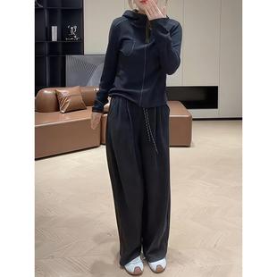 JOYIASS秋冬装搭配一整套连帽开衫卫衣新款宽松显瘦减龄阔腿裤休