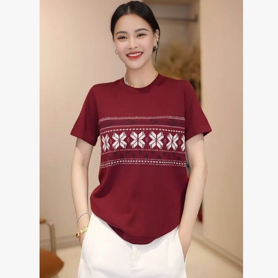 【多多还是多多】 费尔岛100超细美莉诺羊毛针织短袖CF-26-3167