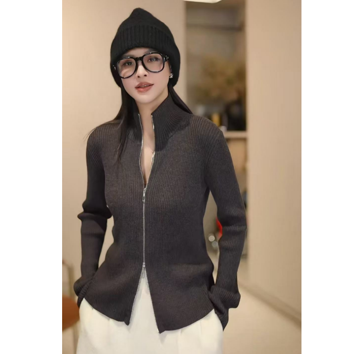 【多多还是多多】时髦显瘦德国超细扬子纱双拉链针织开衫25-2039