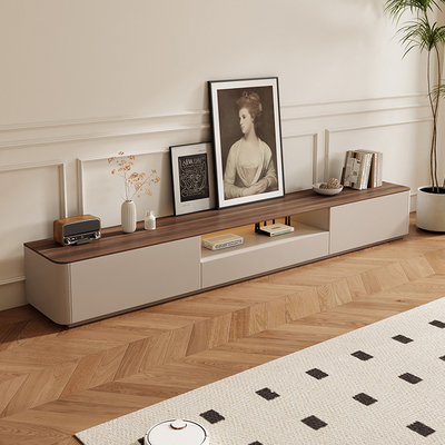 中古风实木落地电视柜茶几组合