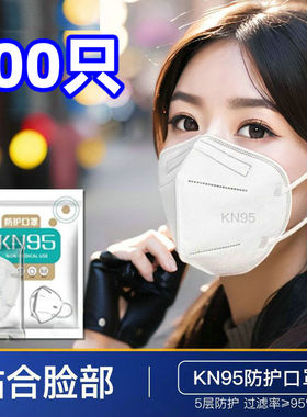 口罩白色3D立体KN防护95防尘盒装5层袋装独立包装可发新加坡100只
