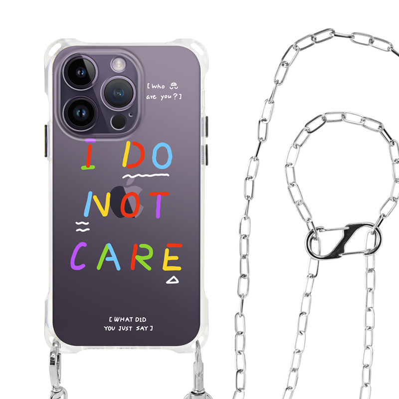 适用苹果13手机壳斜挎可背14promax链条新款硅胶iphone12背带透明卡通11带挂绳xs max原创字母简约16潮15pro