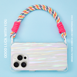 适用iphone17华为mate60手机壳16挂绳15pro手提ins苹果15promax斜挎14promax可背pura70镭射炫彩13时尚磁吸12