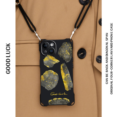 苹果斜跨硅胶卡通挂绳原创