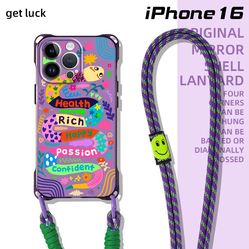 原创弯弯英文蛇适用iphone17promax华为mate70手机壳14挂绳斜挎pura70ultra小众新款磁吸16pro手提苹果15plus
