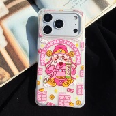 原创粉财神发财适用华为pura80苹果16promax手机壳挂绳手提iphone17air小众新款 mate70pro磁吸创意15pm卡通