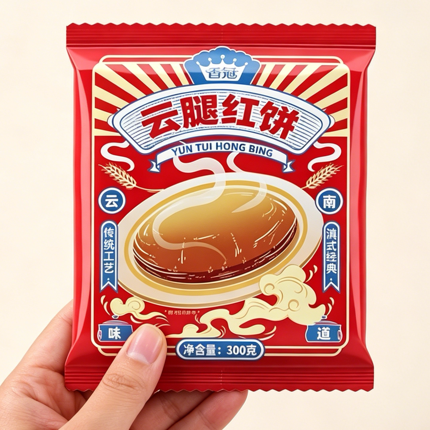滇品客农科院云腿月饼300g大个红饼白饼正宗宣威火腿酥皮月饼袋装