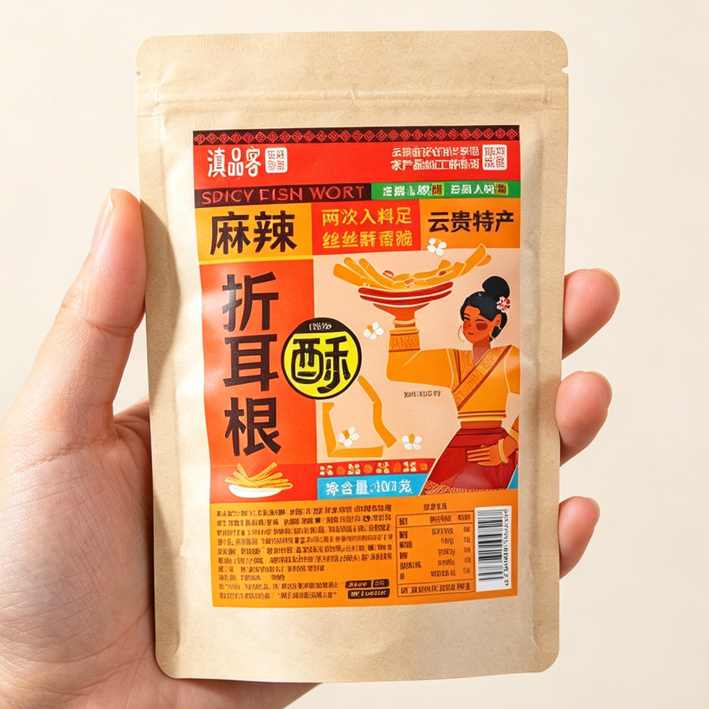 滇品客麻辣折耳根云南特产零食油炸香酥鱼腥草干贵州网红休闲小吃