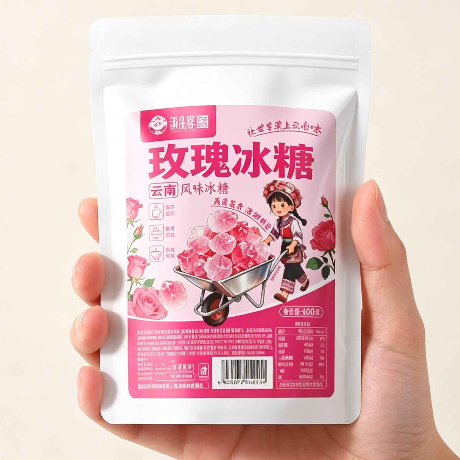 滇品客云南特产玫瑰风味冰糖味泡水泡茶胖大海正宗多晶冰糖块蔗糖