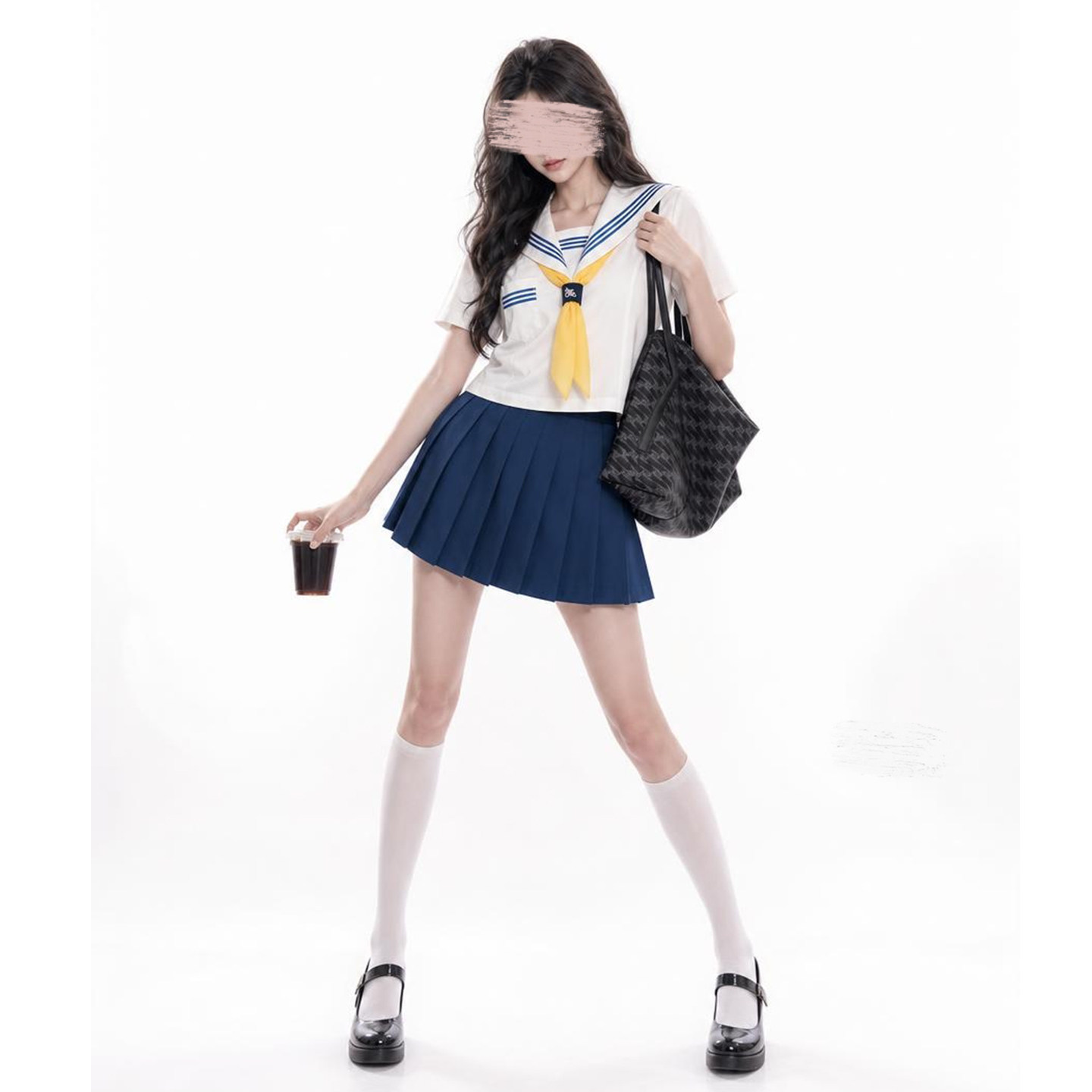 高品质日系复古JK水手服百褶套装
