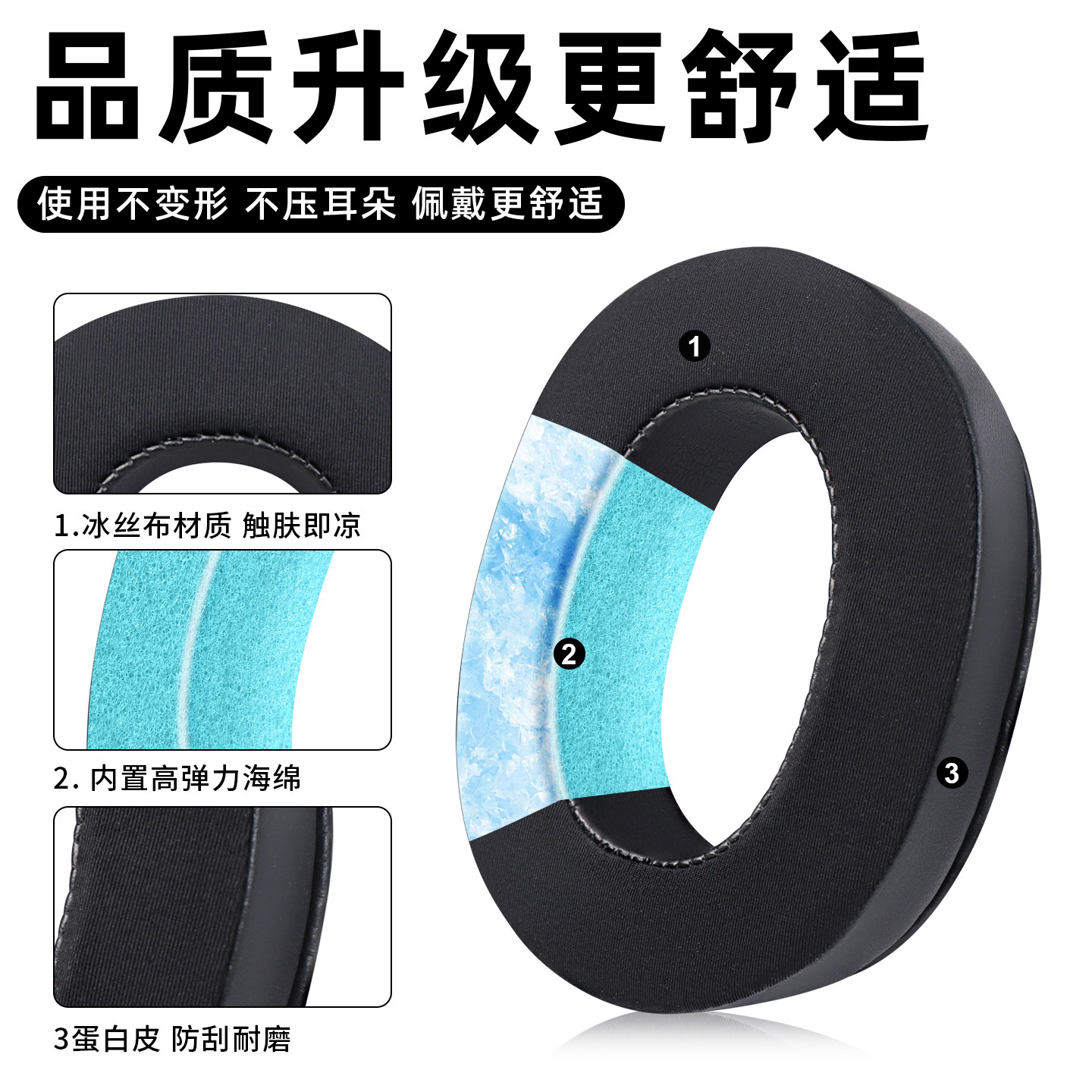 适用SONY索尼WH-1000XM2耳罩冰感凝胶散热1000X耳机套头戴海绵套