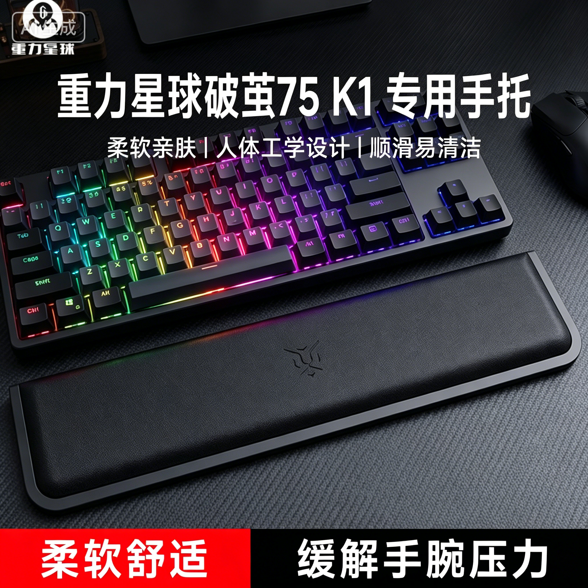 适用重力星球破茧75 K1键盘手托游戏专用手腕托办公护腕垫一体式